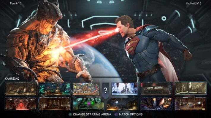Giao diện chiến đấu PvP trong Injustice 2 MOD APK