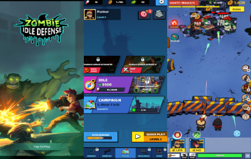 Hình ảnh nhân vật và vũ khí trong Zombie Idle Defense MOD