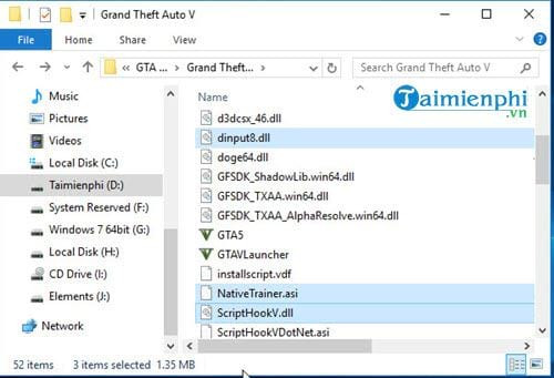 Sao chép các tệp mod vào thư mục gốc của GTA V