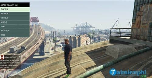 Menu mod trong game GTA V với các tùy chọn đa dạng