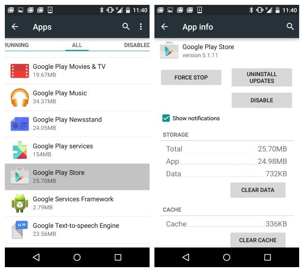 Xóa dữ liệu Google Play