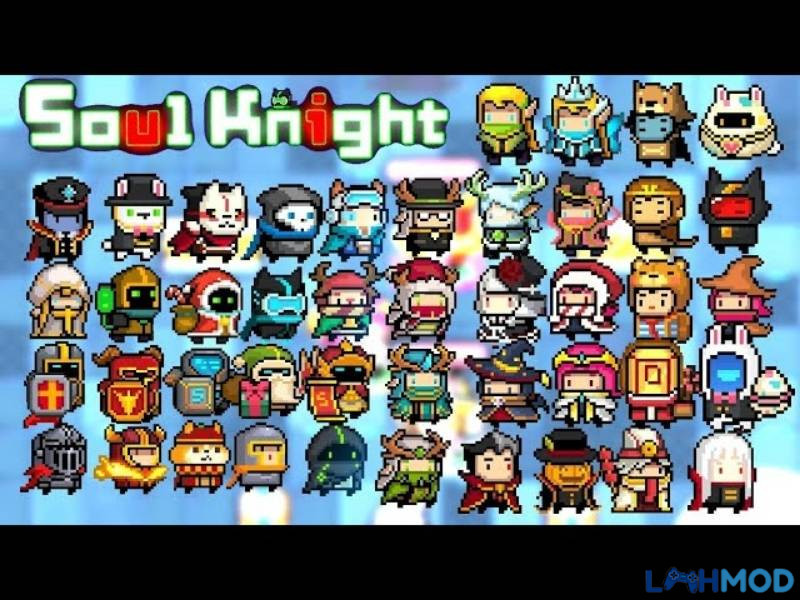 Các anh hùng phong phú trong Soul Knight MOD APK với chỉ số và kỹ năng riêng