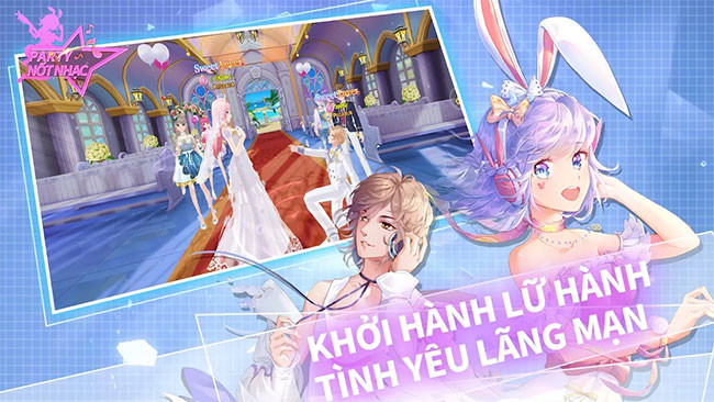 Giao diện game Party Nốt Nhạc với các nhân vật và hiệu ứng âm nhạc