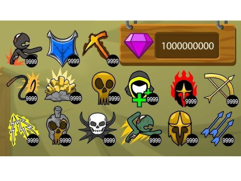 Full đá quý, kim cương va vàng với Stick War Legacy Hack
