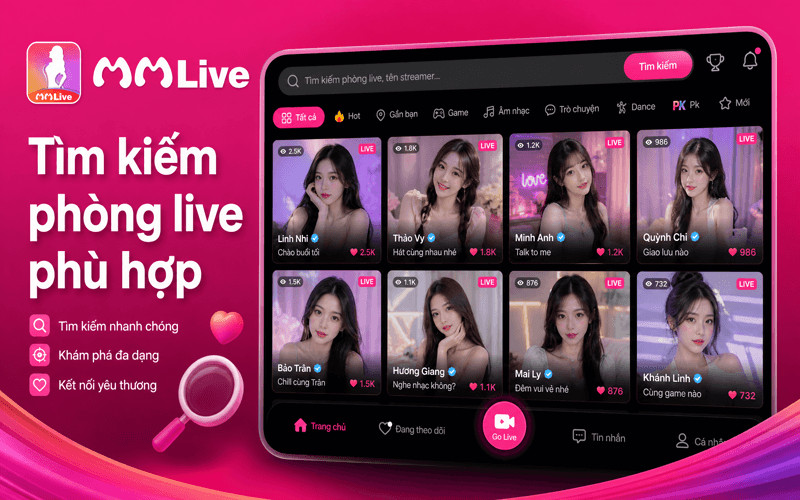 Tìm kiếm phòng live phù hợp với sở thích cá nhân